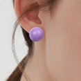 thumbnail image 3 of Ziurtnc 1 Pair Women Stud Earrings Round Shape Candy Color Smooth Lightweight Hollow Prom Daily Commute Ear Studs Lady Jewelry, 3 of 8