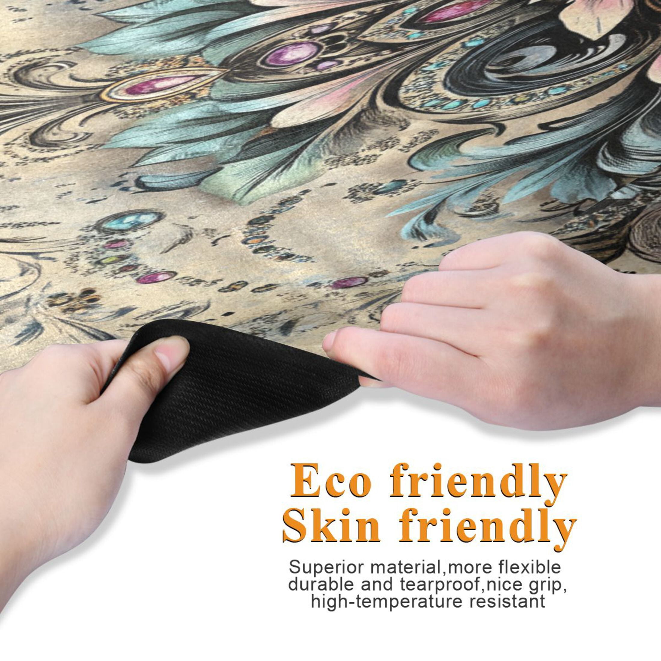 BZSMCE Yoga Mat Women Floral and Jewel Design Pattern Fitness Mat