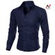 thumbnail image 1 of Am hombres moda Color sólido Turn Down cuello manga larga Slim Fit blusa camisa Toppangjing, 1 of 4
