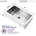thumbnail image 6 of ANZZI Apollo Farmhouse Solid Surface 36 in. Kitchen Sink with Stainless Steel Interior in Matte White, 6 of 11