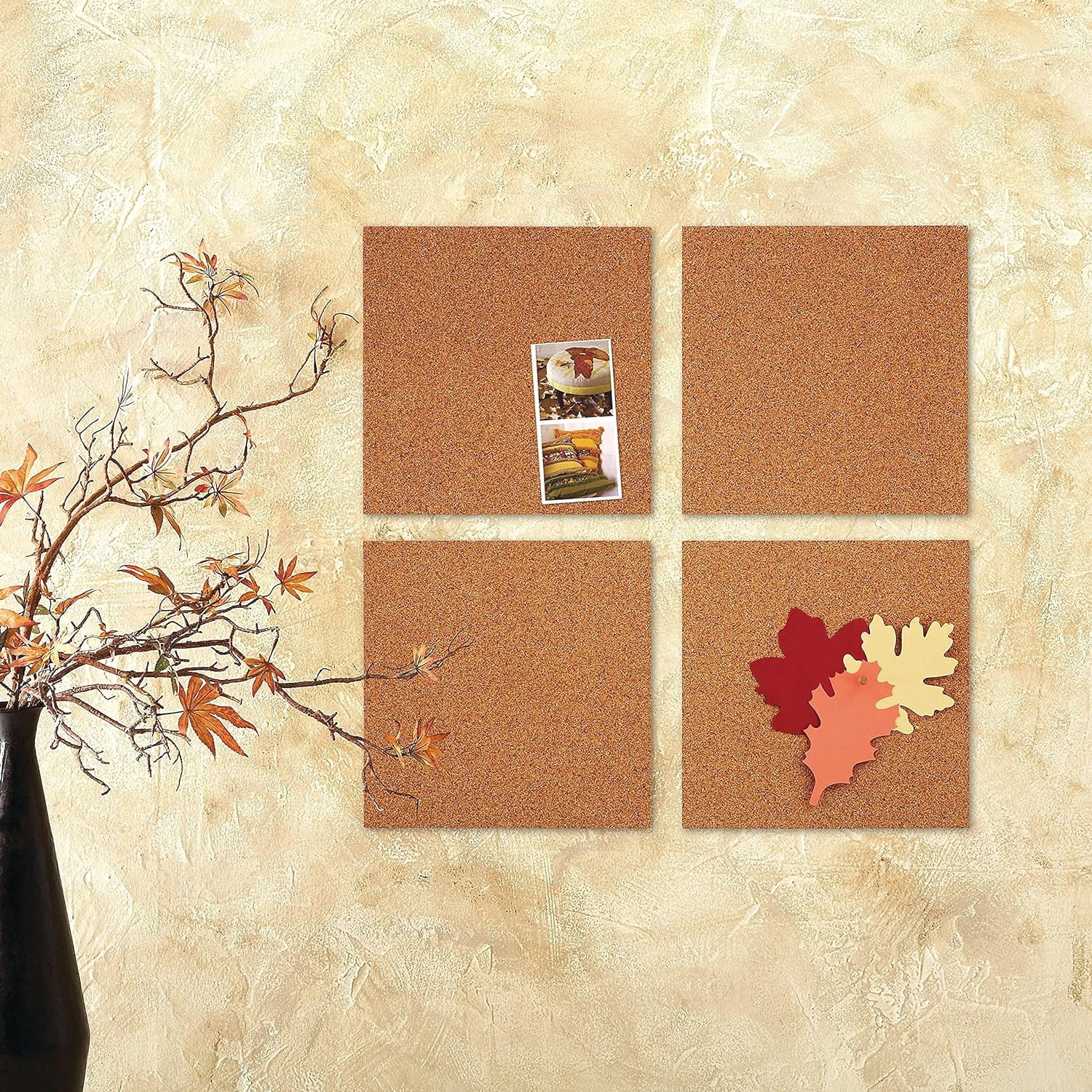 Cork Tiles, Bulletin Board Panels 12" x 3/16", Natural, 4 Pack (102)