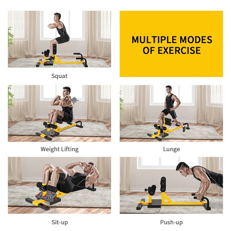 DORTALA 8-in-1 Multifunctional Sissy Squat Machine - Home Gym Equipment For Legs, Abs, Push Ups, Adjustable Height, 265 Lbs Capacity (Yellow & Black)