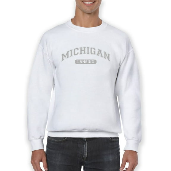 Lansing, Michigan Text. Men Sweatshirt, Male Medium