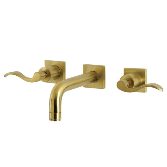 Kingston Brass KS6127DFL NuWave Double-Handle Wall Mount Bathroom Faucet, Brushed Brass