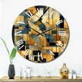 thumbnail image 2 of Designart "Cubist Visions in Gold II" Cubism Oversized Wall Clock, 2 of 5