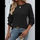thumbnail image 4 of Camiseta Holgada Informal de Cuello Redondo y Larga Acanalada para Mujer, Ideal para y Otoño Negro XL, 4 of 8