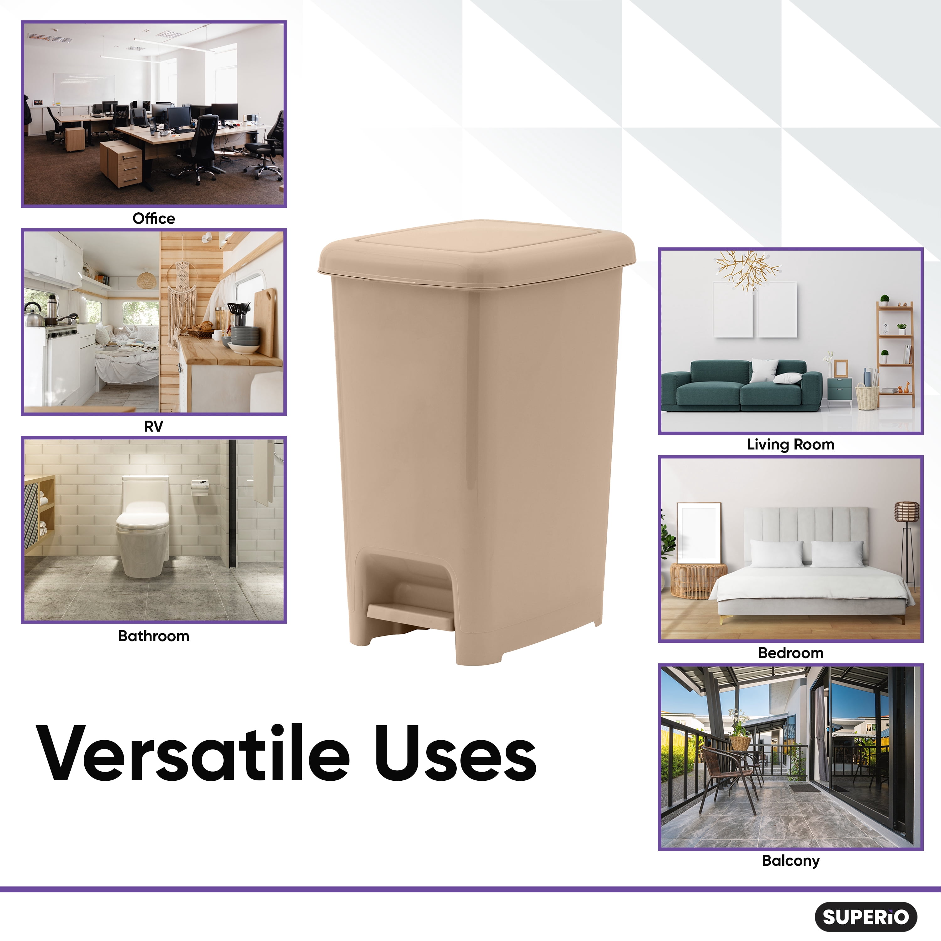 Slim 2.5-gallon Step on Trash Can with Lid Space Savor Beige Trash Can, Good for Dorm Room, Kitchen, Bathroom, or Office, Keeps the Room Neat and Clean