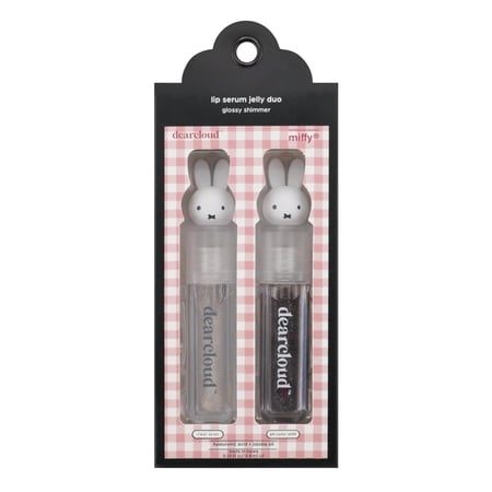 dearcloud Miffy Lip Serum Jelly Duo - Hydrating Lip Gloss for Women with Hyaluronic Acid, Rosehip & Jojoba Seed Oils- Korean Skin Care pH Color Changing Lip Gloss Set