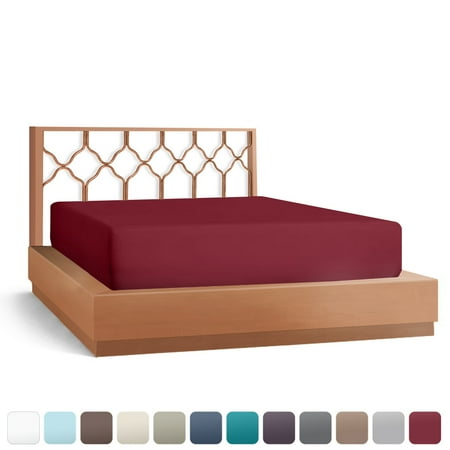 Empyrean Bedding Double Brushed Microfiber 14 - 16 Deep Pocket Fitted Sheet Twin Burgundy Red