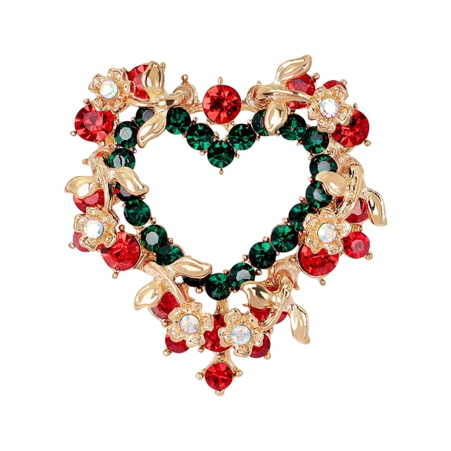 Wweixi Broche de Noël Broche Verte en Strass Broche Rétro, Broche Cristal AL055-A