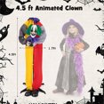 thumbnail image 3 of 4.5FT Halloween Decorations, Animatronics Clown with Posable Head and Arms, Animated Decor with Led Eyes and Phrase Recording, 3 of 7