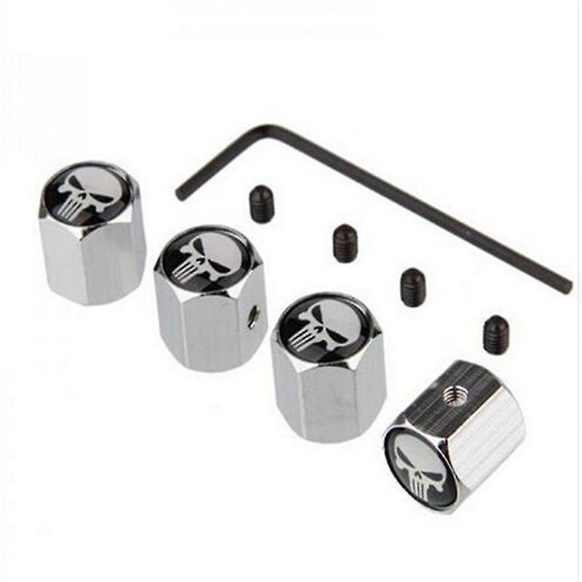 Car Skull Logo Anit-theft Metal Wheel Tire Valve Cap Tyre Dust Caps For Different Skull Style 40pcs = 10 Sets