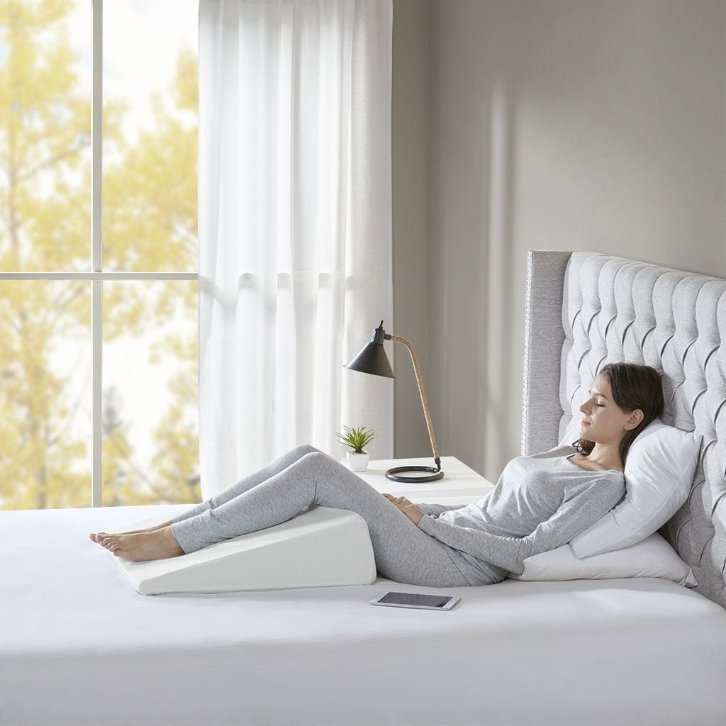 Memory Foam Wedge Pillow 22x24x7”Incline Pillow for Head Back Leg Elevation Removable Washable Cover