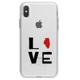 thumbnail image 1 of DistinctInk Clear Shockproof Hybrid Case for iPhone X / XS (5.8" Screen) - TPU Bumper Acrylic Back Tempered Glass Screen Protector - Illinois - Love Black & Red, 1 of 5