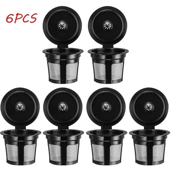 6Pcs Reusable K-Cups for Keurig 1.0 and 2.0 Brewers, Eco-Friendly Universal Fit Refillable Single Cup Coffee Filters, Stainless steel Mesh Filter
