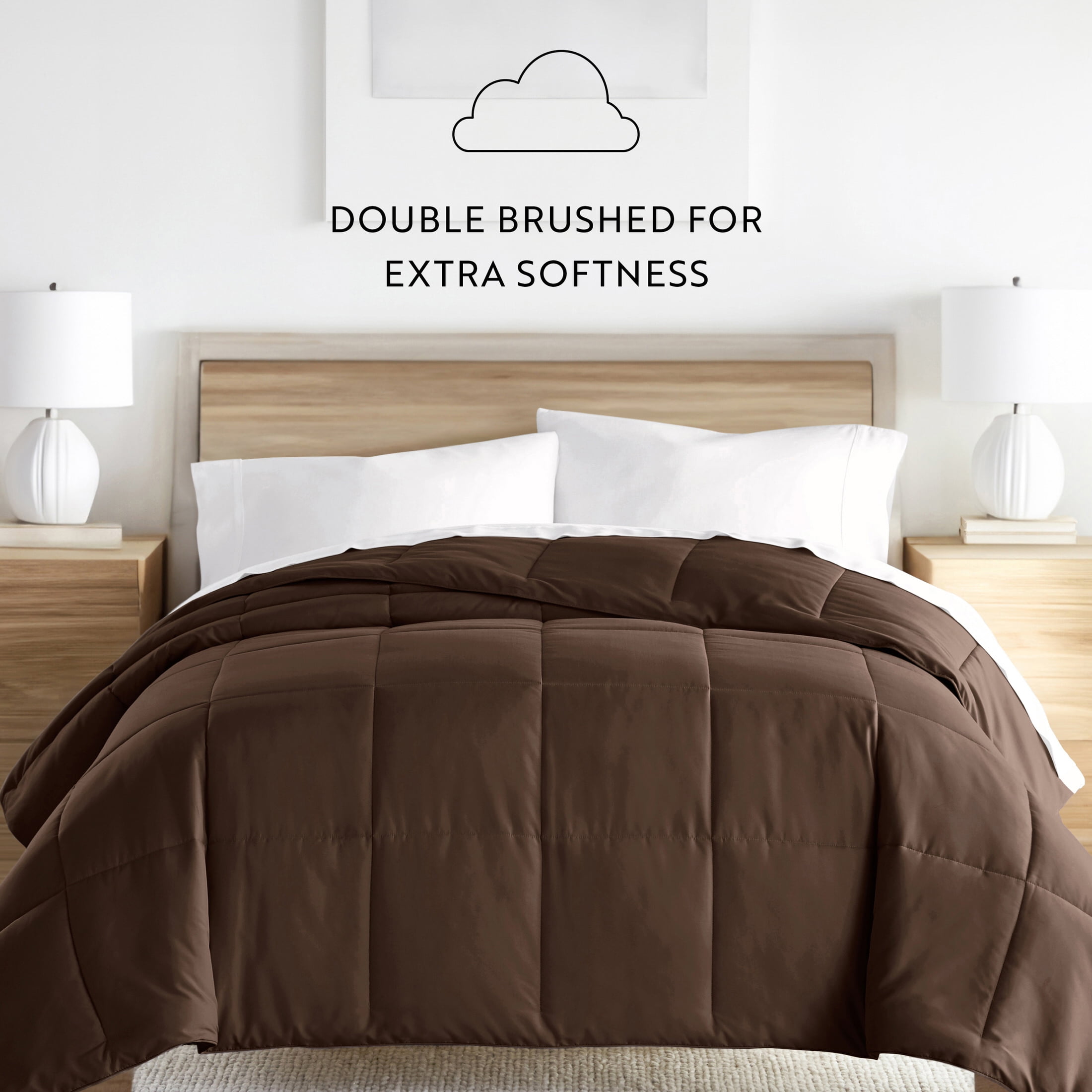 Noble Linens Chocolate All Season Lightweight Down-Alternative Solid Comforter, King/Cal King