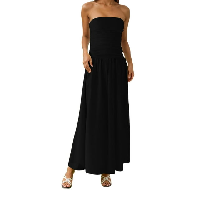 Icvfdpl Robes d'Été pour Femmes, Robe Maxi Bohème Fluide à Bretelles pour Mariage avec Volants Fente Latérale Robe de Plage Confortable pour Femmes,m