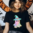 thumbnail image 3 of Pastel Ghost Graphic T-Shirt | Cute Unisex Spooky Outfit, Black, Size M, 3 of 6