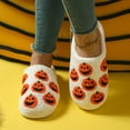 thumbnail image 4 of KEVCHE Halloween Cute Pumpkin Cotton Closed Toe Slippers for Women, Soft Warm Indoor House Foam Slippers, Cozy Fluffy Fall Winter Home Footwear for Bedroom Comfort, 4 of 4