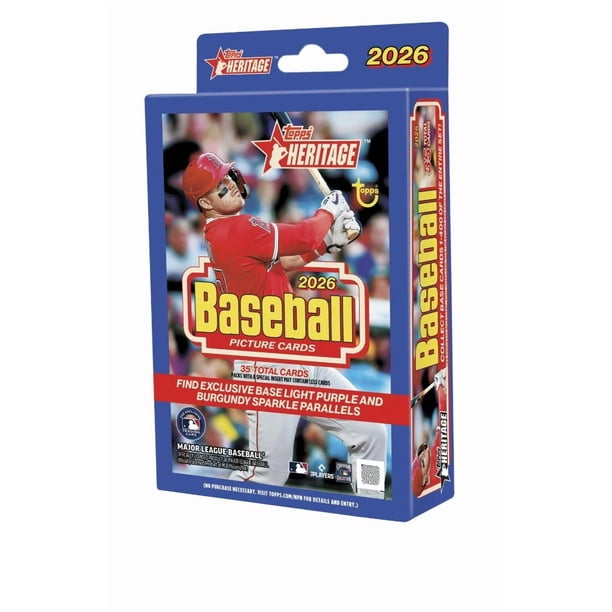 2026 Topps Heritage Baseball Hanger Box – 35 Cards – 1977 Design – Exclusive Purple & Burgundy Sparkle Parallels