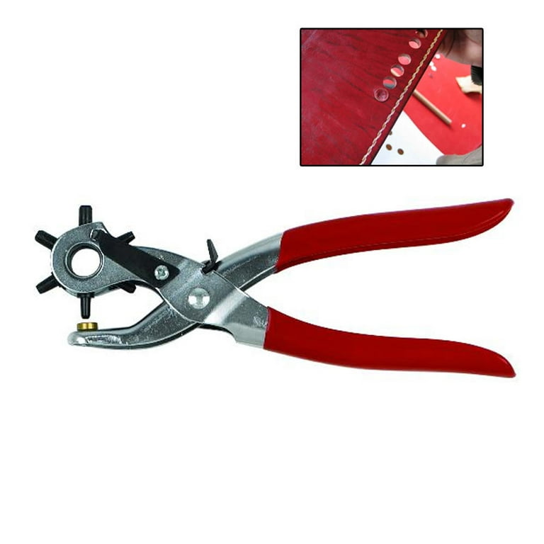 Revolving hole punch pliers for paper, plastic, leather 