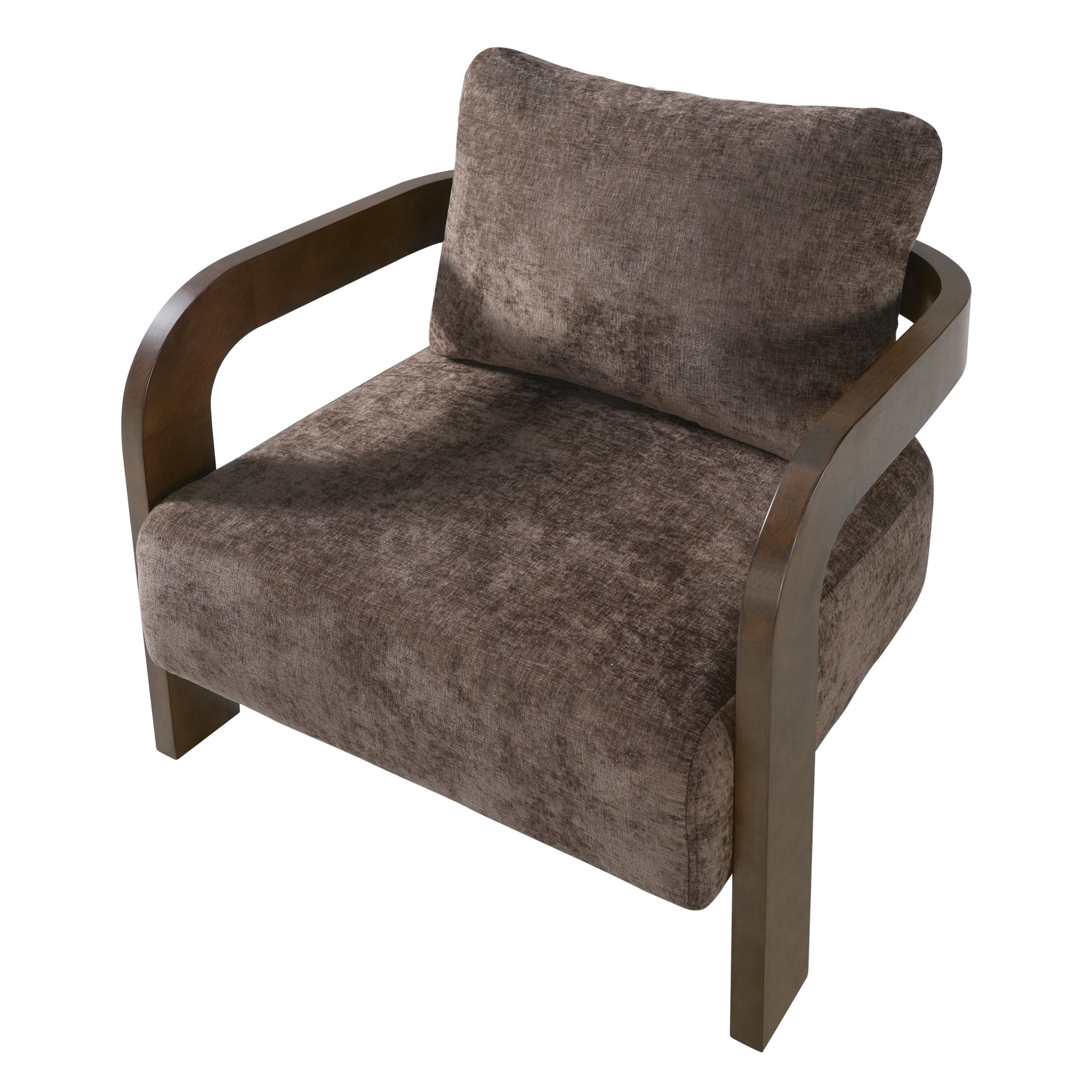 Christopher Knight Home Modern Upholstered Curved Accent Chair with Square Loose Back Pillow, Brown