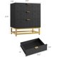 thumbnail image 5 of Moderno 3-cajón cómoda de anchura wood chest con gold metal legs y handles-ideal para almacenamiento organizer para dormitorio sala de estar hallway | negra, 5 of 7