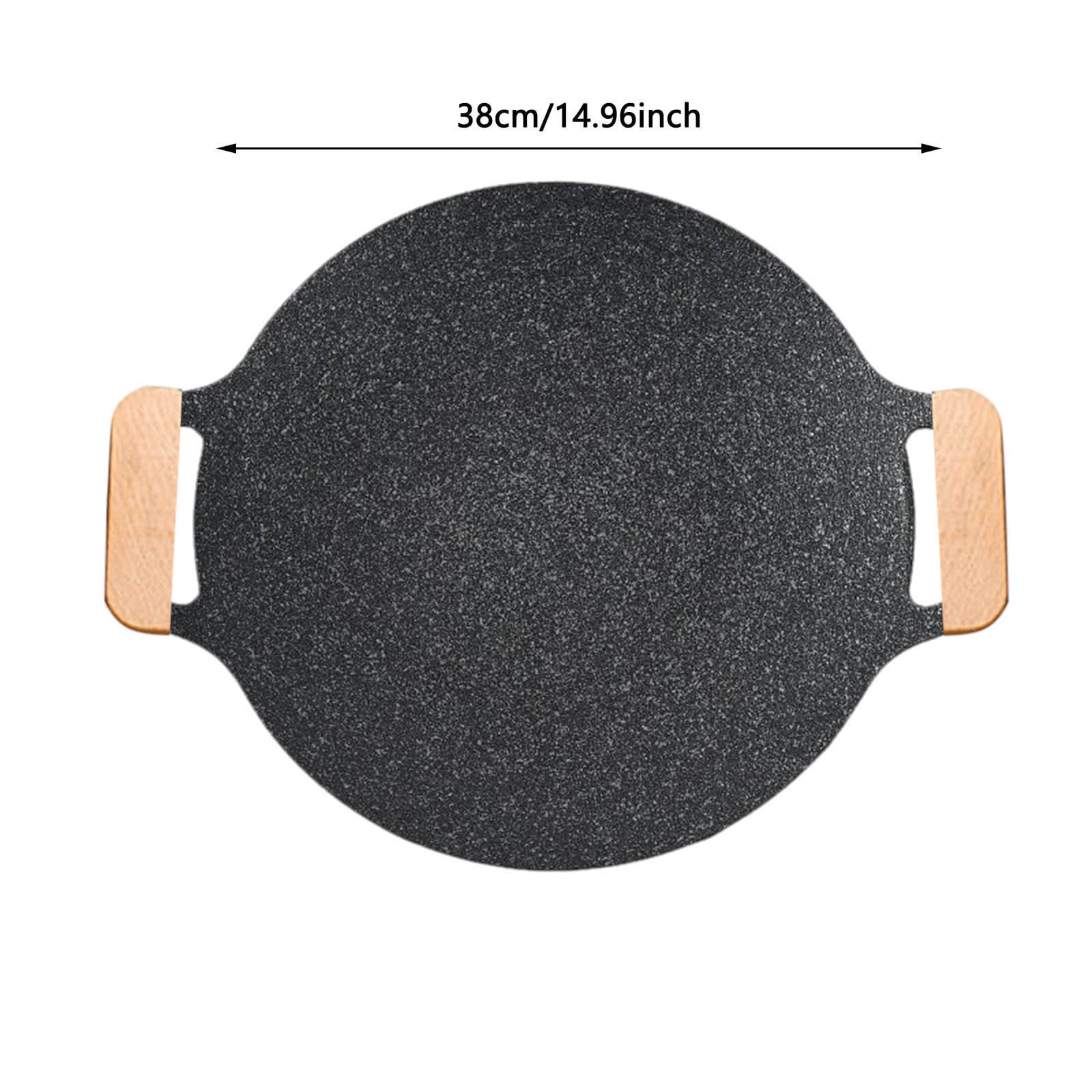 Cast Iron Korean BBQ Grill Pan – Non-Stick Round Griddle for Indoor/Outdoor Cooking, Baking, Camping, and Grilling