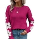 thumbnail image 2 of Suéteres de Cuello Redondo, Larga y Hombros Caídos con Estampado Floral para Mujer. Rosa Roja S, 2 of 10