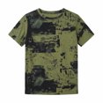 thumbnail image 5 of Gelikeya Boys Abstract Graffiti Print T-Shirt, Kids Short Sleeve Crew Neck Casual Tee, Cool Streetwear Top for School Play & Outings (Army Green, 4-5 Years), 5 of 7