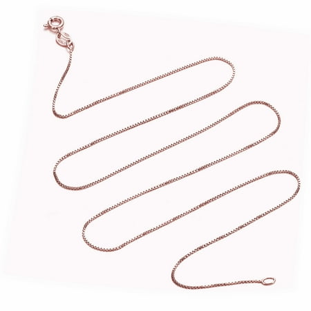 - Rose Gold Plate Sterling Silver 1mm Box Chain - 12 inch