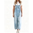thumbnail image 5 of Sleeveless Women Casual Denim Jumpsuit Loose Wide Leg Jeans Oversall Bib Pants, 5 of 6