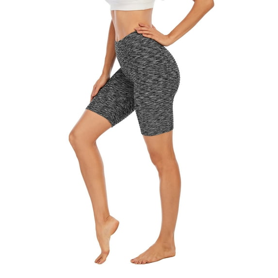 High Waist Yoga Shorts for Women Tummy Control Athletic Workout Running Shorts 5 Points, Black, M