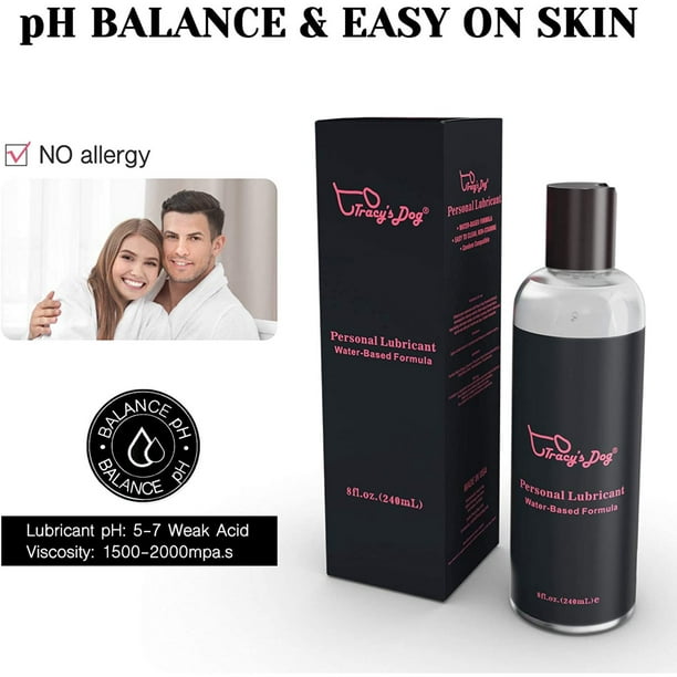 Lubricante personal a base de agua Tracy's Dog 8 oz para mujeres hombres y  parejas