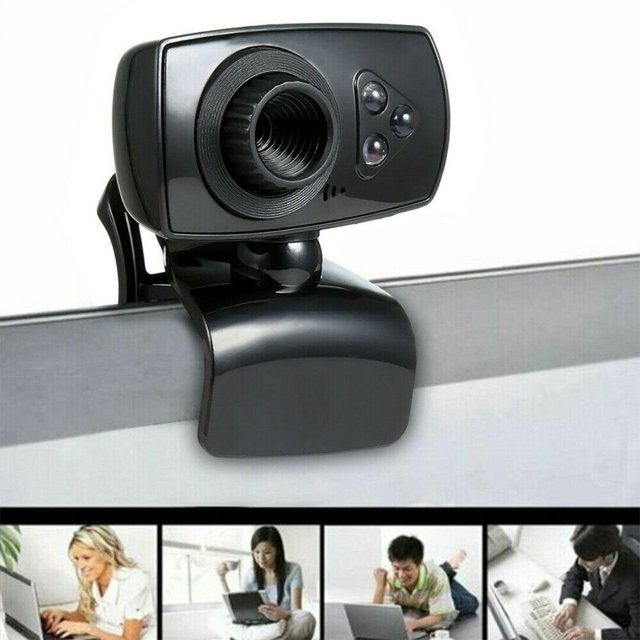 HD Computer Cam, LED Microphone, Desktop Laptop Part Sound-Absorbing Black Clips Teaching Meeting Webcam