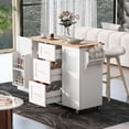 thumbnail image 2 of PORKISS Rolling Kitchen Island with Storage, Modern Kitchen Island Cart on Wheels with Rubber Wood Top for Kitchen Room, Dining Room, White, 2 of 12