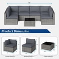 thumbnail image 5 of Royalcraft 7 Pieces Patio Conversation Sets, All-Weather PE Grey Wicker Outdoor Rattan Sectional Sofa, Patio Sofa Couch with Table and Grey Cushions, 5 of 9