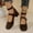 Brown, variant on Square Toe Ankle Buckle Strap Closed Back Block Mid Heel Suede Mary Jane Shoes for Women Spring Summer Casual Footwear Fashion Daily Walking Wearing Brown 9(42)