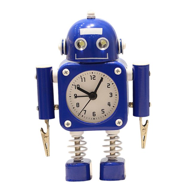 Reloj Despertador Robot Sin Tictac Reloj Despertador Para Habitaciones De Reloj Con Pantalla De 12 tiempo de tiempo de tiempo de Azul Macarena Reloj despertador robot para niños
