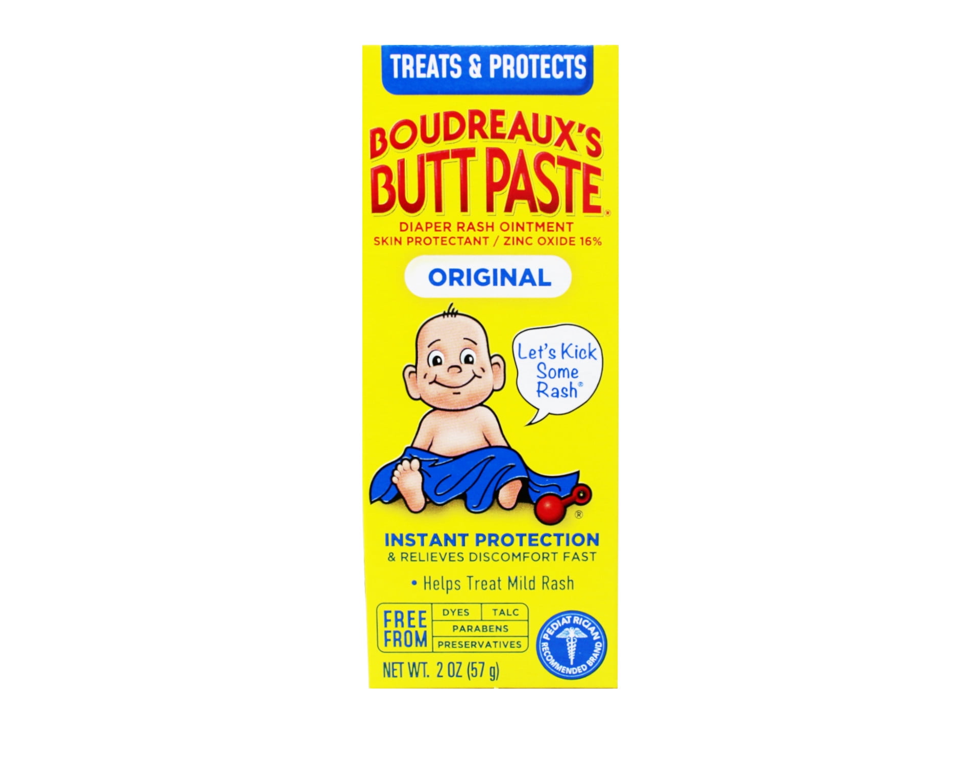 Original Boudreaux's Butt Paste Diaper Rash Ointment, 2 oz Tube (Pack of 6)