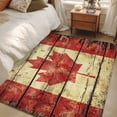 thumbnail image 5 of Red Maple Leaf Washable Area Rug 4 x 6 ft Vintage Wood Grain Striped Canadian Flag, Soft Non Slip Rugs Stain Repellent Indoor Felt Carpet for Living Dining Room Bedroom Home Office, 5 of 9