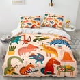 thumbnail image 4 of Juego de cama con funda de dinosaurio 3D, juego de 3 piezas con dibujos de animales, 1 funda de cama, juegos de edredón tamaño queen, 4 of 5