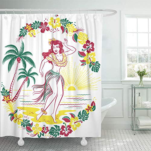 Hooks Included Details about   Shower Curtains for Bathroom Bathtubs Tropical-72 x 72 inches