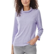 Jones New York Women's Dakota Pointelle Turtleneck Sweater Purple Size Small