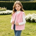 thumbnail image 4 of Lutiedan Girls Faux Furs Vest Kids Sleeveless Button Down Fluffy Coat Fleece Warm Layering Winter Waistcoat 18M-13Y,Pink, 4 of 7