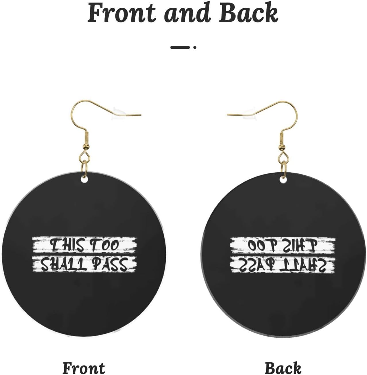 This Too Shall Pass Stylish Round Acrylic Earrings Lightweight Adaptable For All Occasions[b446]