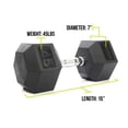 thumbnail image 5 of Mega Fitness Haltère Hexagonal en Caoutchouc 45 lb Poignée Moletée Simple Gym à Domicile, 5 of 5