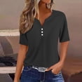 thumbnail image 2 of Wlynlyn Womens Tops Short Sleeve Shirts Button down V Neck T Shirts Plus Size Blouses Solid Color Tees, 2 of 5