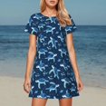 thumbnail image 2 of Womens Pajamas Funny Print Long Sleeve Sleep Dress Home Plus Size Robes for Women,Dark Blue,M, 2 of 6