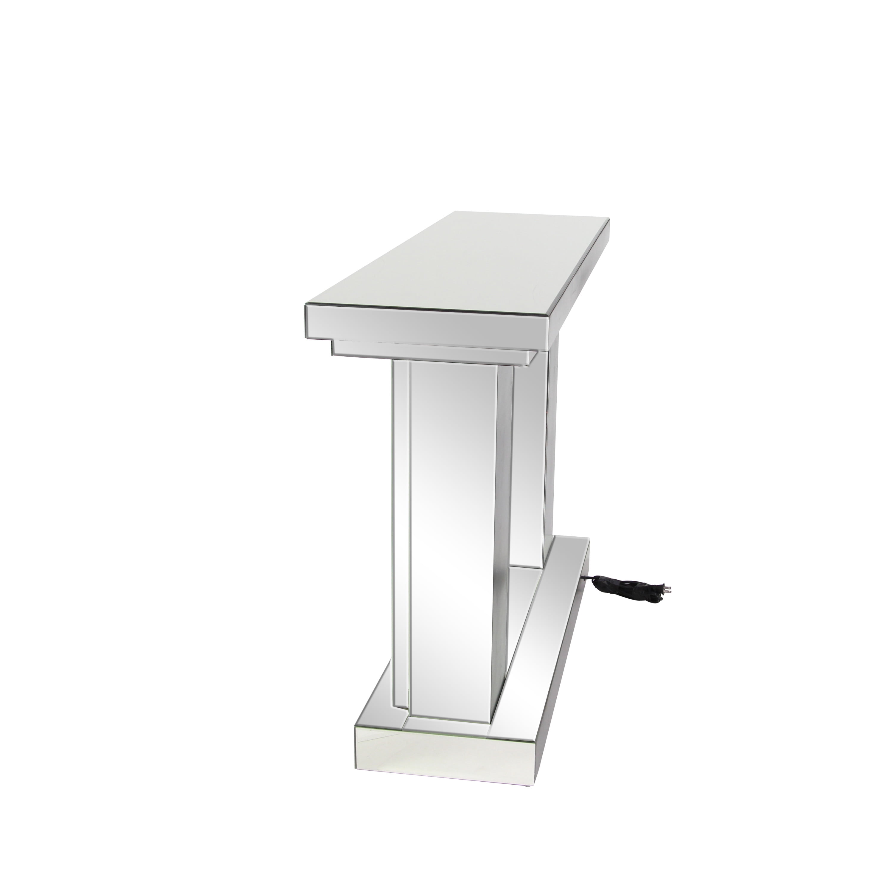 DecMode 48" x 32" Silver Wood Mirrored Console Table, 1-Piece
